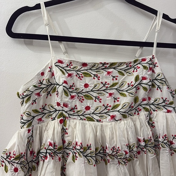 Samant Chauhan - Anthropologie - Floral Embroidered mini Dress - White- large - Picture 2 of 9